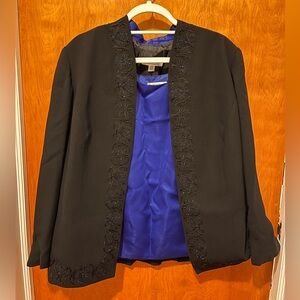Coldwater Creek Black Blazer with Blue Accent and Dress Pants